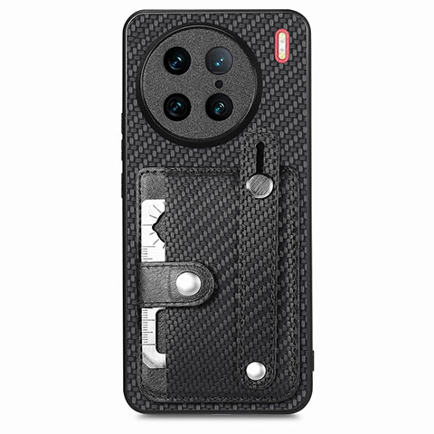 Funda Silicona Carcasa Ultrafina Goma con Magnetico S02D para Vivo X90 Pro 5G Negro