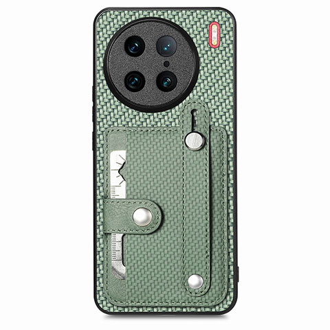 Funda Silicona Carcasa Ultrafina Goma con Magnetico S02D para Vivo X90 Pro 5G Verde