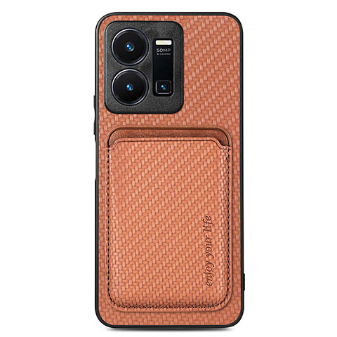 Funda Silicona Carcasa Ultrafina Goma con Magnetico S02D para Vivo Y35 4G Marron