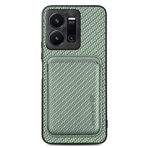 Funda Silicona Carcasa Ultrafina Goma con Magnetico S02D para Vivo Y35 4G Verde