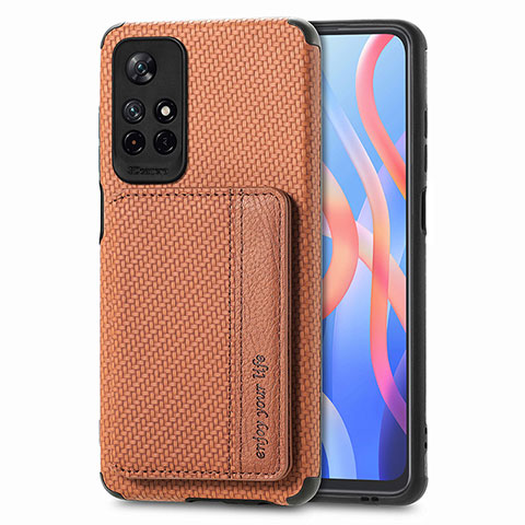 Funda Silicona Carcasa Ultrafina Goma con Magnetico S02D para Xiaomi Poco M4 Pro 5G Marron