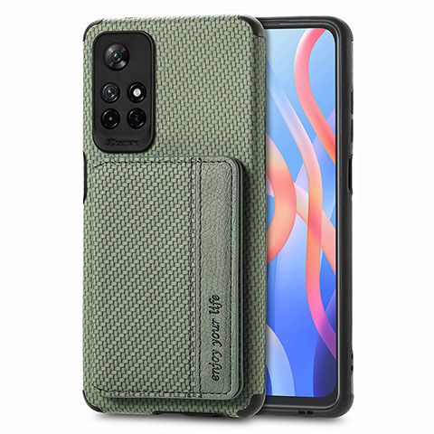 Funda Silicona Carcasa Ultrafina Goma con Magnetico S02D para Xiaomi Poco M4 Pro 5G Verde