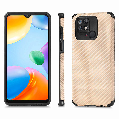 Funda Silicona Carcasa Ultrafina Goma con Magnetico S02D para Xiaomi Redmi 10 India Oro