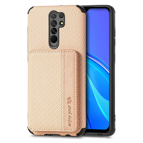 Funda Silicona Carcasa Ultrafina Goma con Magnetico S02D para Xiaomi Redmi 9 Oro