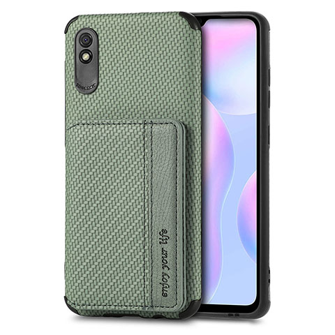 Funda Silicona Carcasa Ultrafina Goma con Magnetico S02D para Xiaomi Redmi 9A Verde