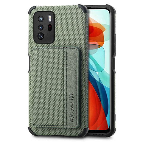 Funda Silicona Carcasa Ultrafina Goma con Magnetico S02D para Xiaomi Redmi Note 10 Pro 5G Verde