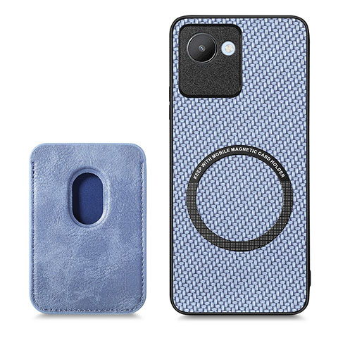 Funda Silicona Carcasa Ultrafina Goma con Magnetico S03D para Realme C30s Azul