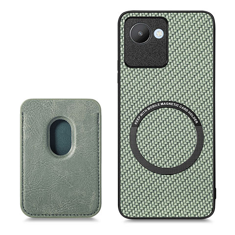 Funda Silicona Carcasa Ultrafina Goma con Magnetico S03D para Realme C30s Verde