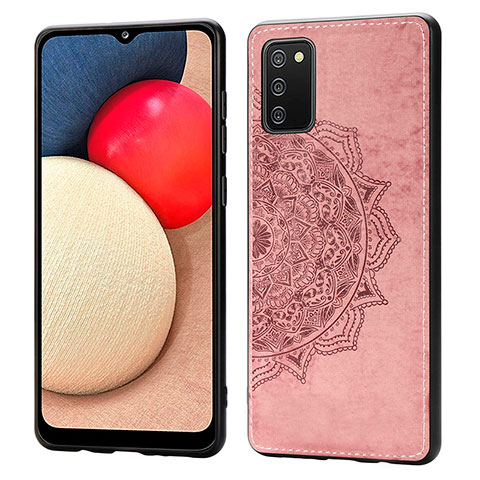 Funda Silicona Carcasa Ultrafina Goma con Magnetico S03D para Samsung Galaxy A02s Oro Rosa