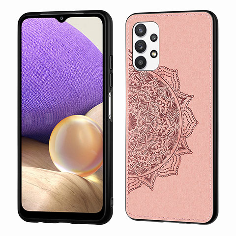 Funda Silicona Carcasa Ultrafina Goma con Magnetico S03D para Samsung Galaxy A32 5G Oro Rosa