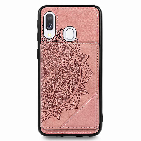 Funda Silicona Carcasa Ultrafina Goma con Magnetico S03D para Samsung Galaxy A40 Oro Rosa