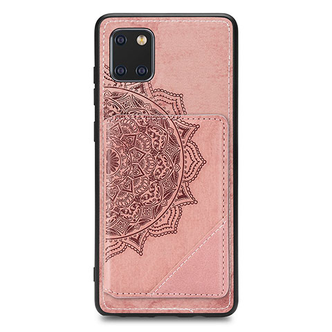 Funda Silicona Carcasa Ultrafina Goma con Magnetico S03D para Samsung Galaxy A81 Oro Rosa