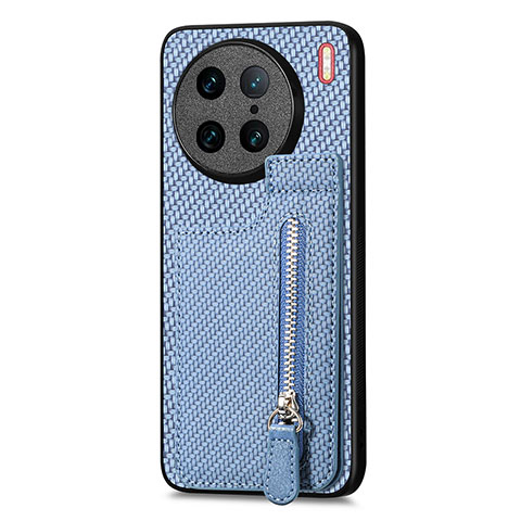 Funda Silicona Carcasa Ultrafina Goma con Magnetico S03D para Vivo X90 Pro 5G Azul