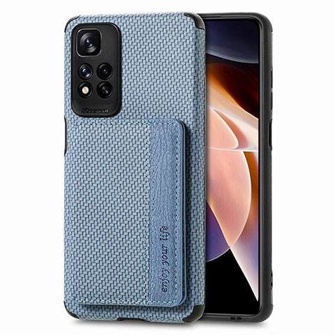 Funda Silicona Carcasa Ultrafina Goma con Magnetico S03D para Xiaomi Mi 11i 5G (2022) Azul