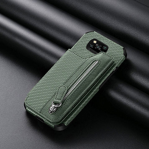 Funda Silicona Carcasa Ultrafina Goma con Magnetico S03D para Xiaomi Poco X3 Verde