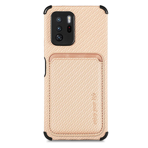 Funda Silicona Carcasa Ultrafina Goma con Magnetico S03D para Xiaomi Redmi Note 10 Pro 5G Oro