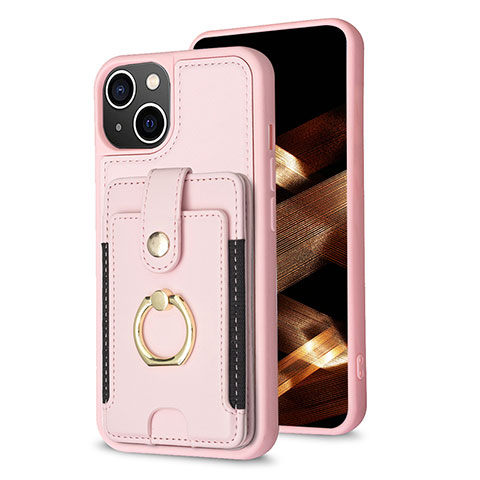 Funda Silicona Carcasa Ultrafina Goma con Magnetico S04D para Apple iPhone 15 Plus Oro Rosa