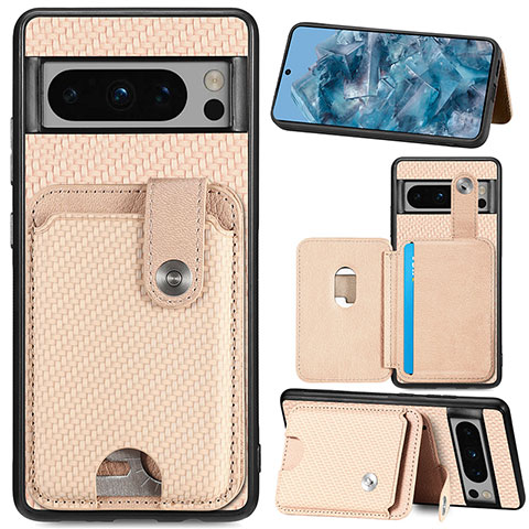 Funda Silicona Carcasa Ultrafina Goma con Magnetico S04D para Google Pixel 8 Pro 5G Oro