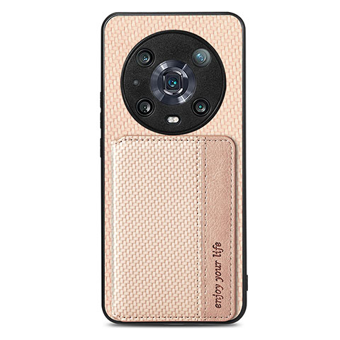 Funda Silicona Carcasa Ultrafina Goma con Magnetico S04D para Huawei Honor 80 5G Oro