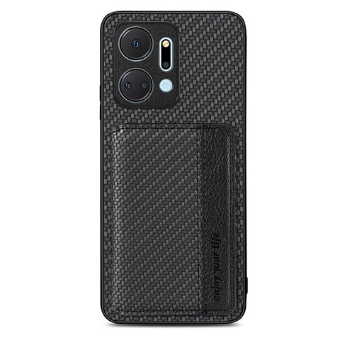 Funda Silicona Carcasa Ultrafina Goma con Magnetico S04D para Huawei Honor X7a Negro