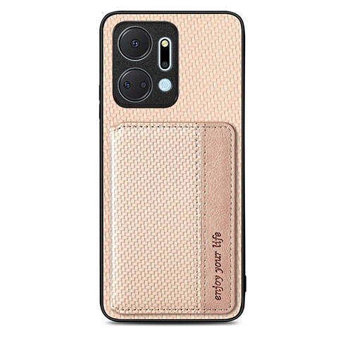 Funda Silicona Carcasa Ultrafina Goma con Magnetico S04D para Huawei Honor X7a Oro