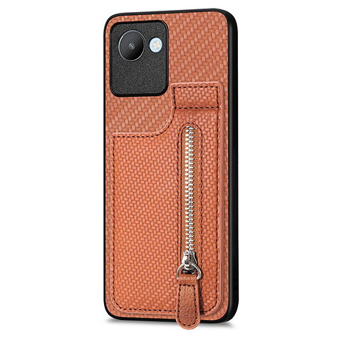 Funda Silicona Carcasa Ultrafina Goma con Magnetico S04D para Realme C30s Marron