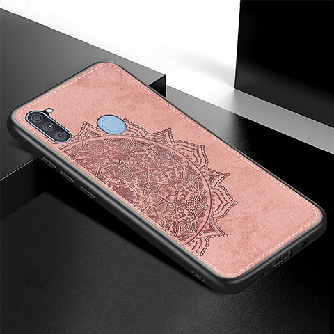 Funda Silicona Carcasa Ultrafina Goma con Magnetico S04D para Samsung Galaxy A11 Oro Rosa