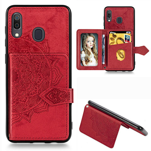 Funda Silicona Carcasa Ultrafina Goma con Magnetico S04D para Samsung Galaxy A20 Rojo