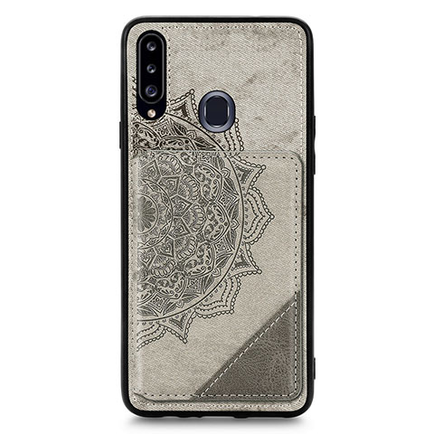 Funda Silicona Carcasa Ultrafina Goma con Magnetico S04D para Samsung Galaxy A20s Gris