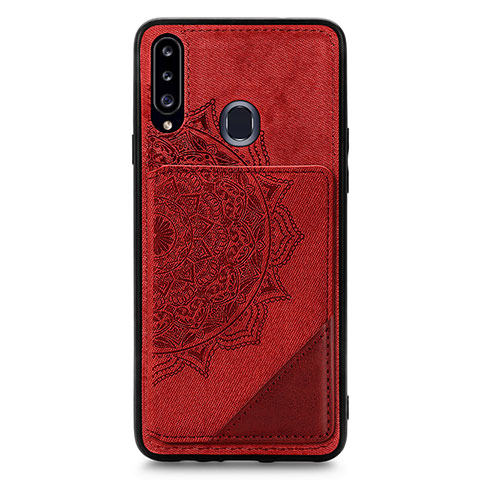 Funda Silicona Carcasa Ultrafina Goma con Magnetico S04D para Samsung Galaxy A20s Rojo