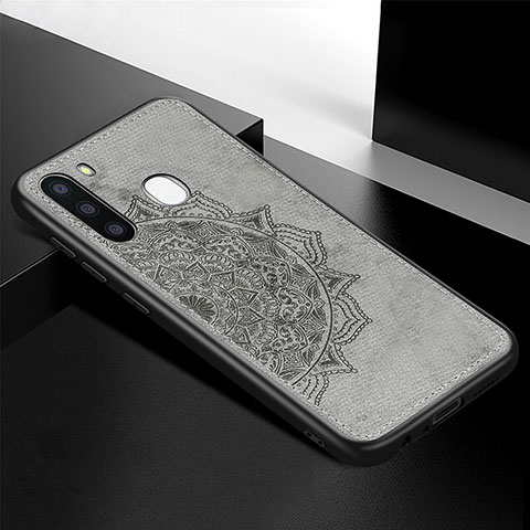 Funda Silicona Carcasa Ultrafina Goma con Magnetico S04D para Samsung Galaxy A21 European Gris