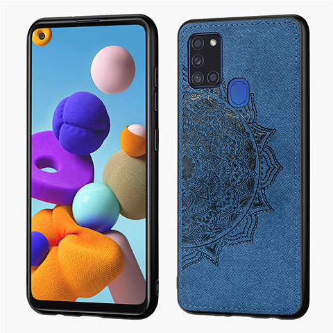 Funda Silicona Carcasa Ultrafina Goma con Magnetico S04D para Samsung Galaxy A21s Azul