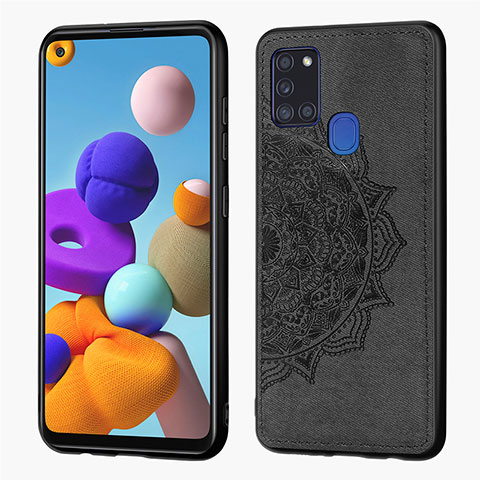 Funda Silicona Carcasa Ultrafina Goma con Magnetico S04D para Samsung Galaxy A21s Negro