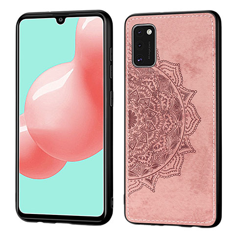 Funda Silicona Carcasa Ultrafina Goma con Magnetico S04D para Samsung Galaxy A41 Oro Rosa