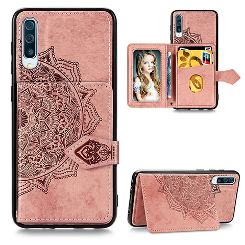 Funda Silicona Carcasa Ultrafina Goma con Magnetico S04D para Samsung Galaxy A50S Oro Rosa