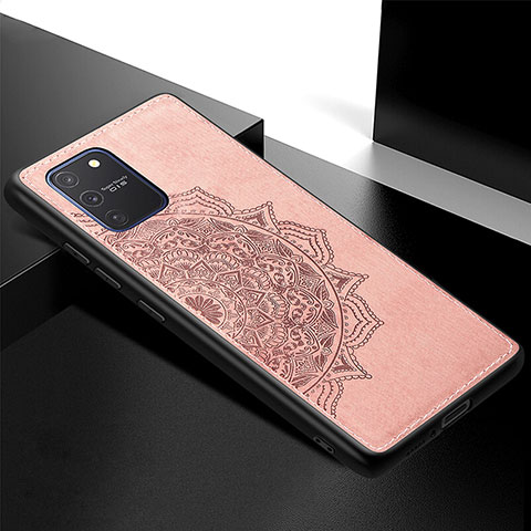 Funda Silicona Carcasa Ultrafina Goma con Magnetico S04D para Samsung Galaxy A91 Oro Rosa