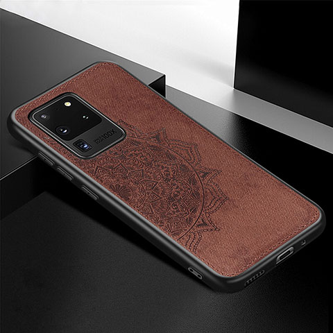 Funda Silicona Carcasa Ultrafina Goma con Magnetico S04D para Samsung Galaxy S20 Ultra 5G Marron