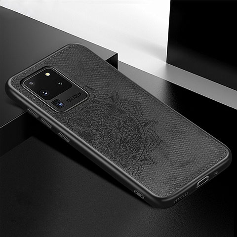 Funda Silicona Carcasa Ultrafina Goma con Magnetico S04D para Samsung Galaxy S20 Ultra 5G Negro