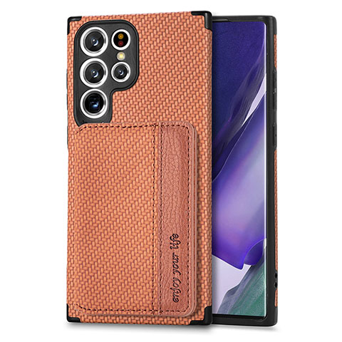 Funda Silicona Carcasa Ultrafina Goma con Magnetico S04D para Samsung Galaxy S21 Ultra 5G Marron