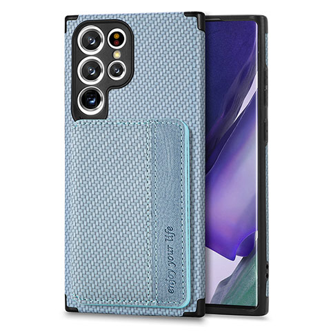 Funda Silicona Carcasa Ultrafina Goma con Magnetico S04D para Samsung Galaxy S22 Ultra 5G Azul