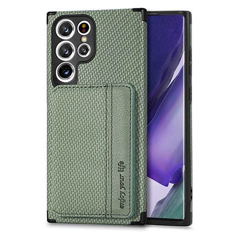Funda Silicona Carcasa Ultrafina Goma con Magnetico S04D para Samsung Galaxy S22 Ultra 5G Verde