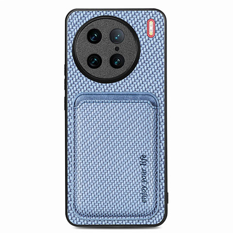 Funda Silicona Carcasa Ultrafina Goma con Magnetico S04D para Vivo X90 Pro 5G Azul