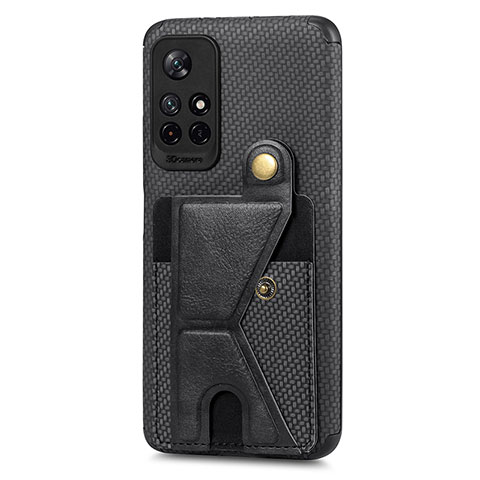 Funda Silicona Carcasa Ultrafina Goma con Magnetico S04D para Xiaomi Poco M4 Pro 5G Negro