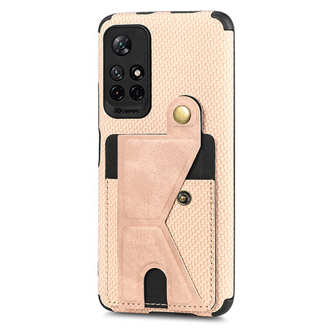 Funda Silicona Carcasa Ultrafina Goma con Magnetico S04D para Xiaomi Poco M4 Pro 5G Oro