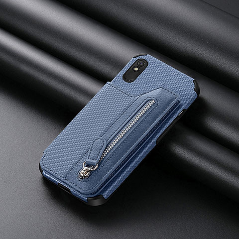 Funda Silicona Carcasa Ultrafina Goma con Magnetico S04D para Xiaomi Redmi 9A Azul