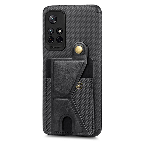 Funda Silicona Carcasa Ultrafina Goma con Magnetico S04D para Xiaomi Redmi Note 11 5G Negro