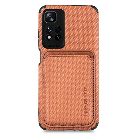 Funda Silicona Carcasa Ultrafina Goma con Magnetico S04D para Xiaomi Redmi Note 11 Pro+ Plus 5G Marron