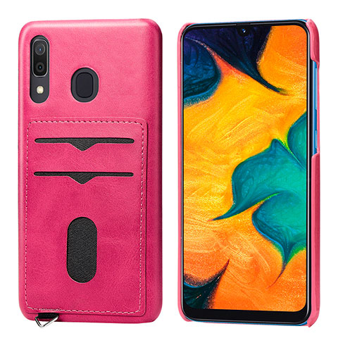 Funda Silicona Carcasa Ultrafina Goma con Magnetico S05D para Samsung Galaxy A30 Rosa Roja