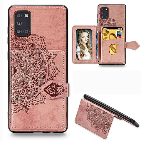 Funda Silicona Carcasa Ultrafina Goma con Magnetico S05D para Samsung Galaxy A31 Oro Rosa