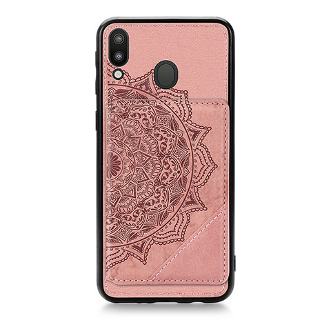 Funda Silicona Carcasa Ultrafina Goma con Magnetico S05D para Samsung Galaxy M20 Oro Rosa